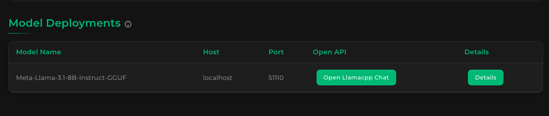 Model endpoint list
